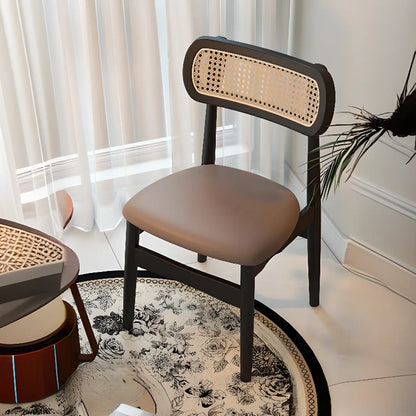 Chaise de salle à manger rembourrée en similicuir souple de style rétro