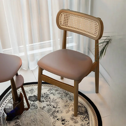 Chaise de salle à manger rembourrée en similicuir souple de style rétro