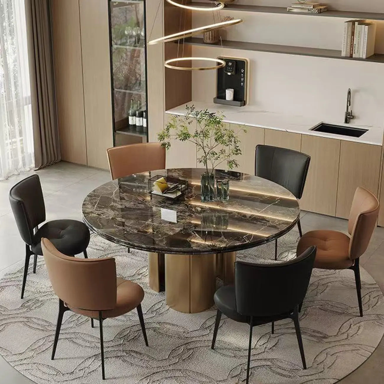 Chaises de salle à manger capitonnées à dossier incurvé, style urbain chic