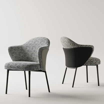 Fauteuils modernes à dossier bas rembourrés en coton et lin