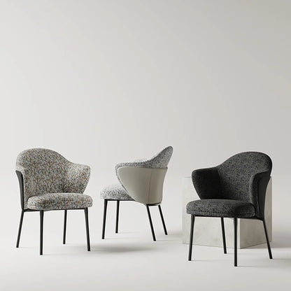Fauteuils modernes à dossier bas rembourrés en coton et lin