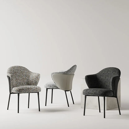 Fauteuils modernes à dossier bas rembourrés en coton et lin