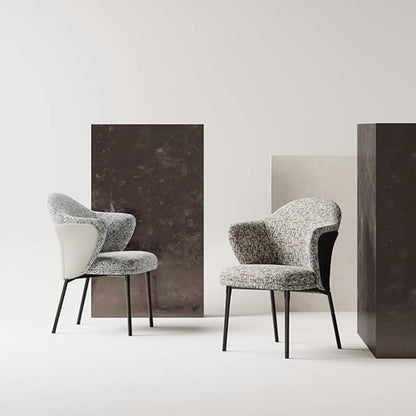 Fauteuils modernes à dossier bas rembourrés en coton et lin
