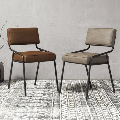 Chaise de salle à manger rectangulaire moderne à dossier ouvert en similicuir.