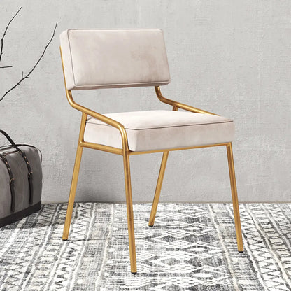 Chaise de salle à manger rectangulaire moderne à dossier ouvert en similicuir.