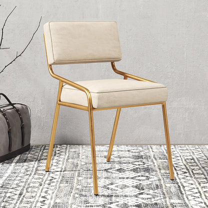 Chaise de salle à manger rectangulaire moderne à dossier ouvert en similicuir.