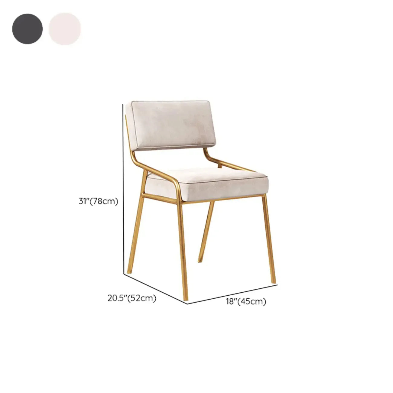 Chaise de salle à manger rectangulaire moderne à dossier ouvert en similicuir.