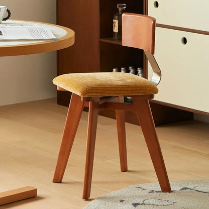 Chaise de salle à manger en bois sans accoudoirs, rembourrée, de style moderne du milieu du siècle