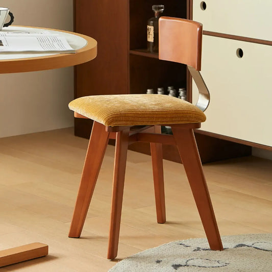 Chaise de salle à manger en bois sans accoudoirs, rembourrée, de style moderne du milieu du siècle