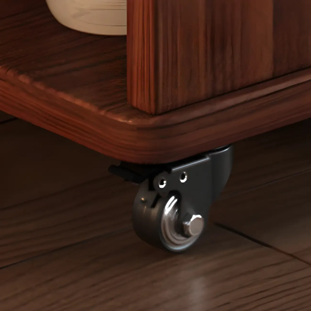 Table d'appoint pliante en bois avec plateau ouvert et roulettes