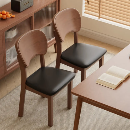 Chaise de salle à manger rembourrée de style vintage en bois noir avec assise confortable