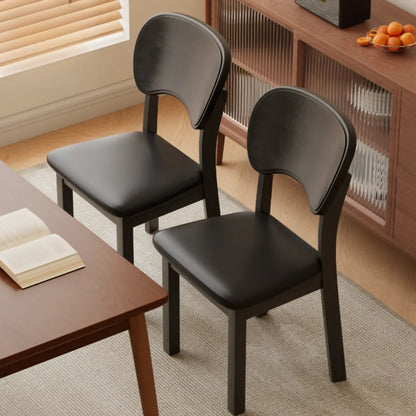 Chaise de salle à manger rembourrée de style vintage en bois noir avec assise confortable