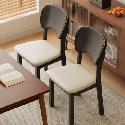 Chaise de salle à manger rembourrée de style vintage en bois noir avec assise confortable