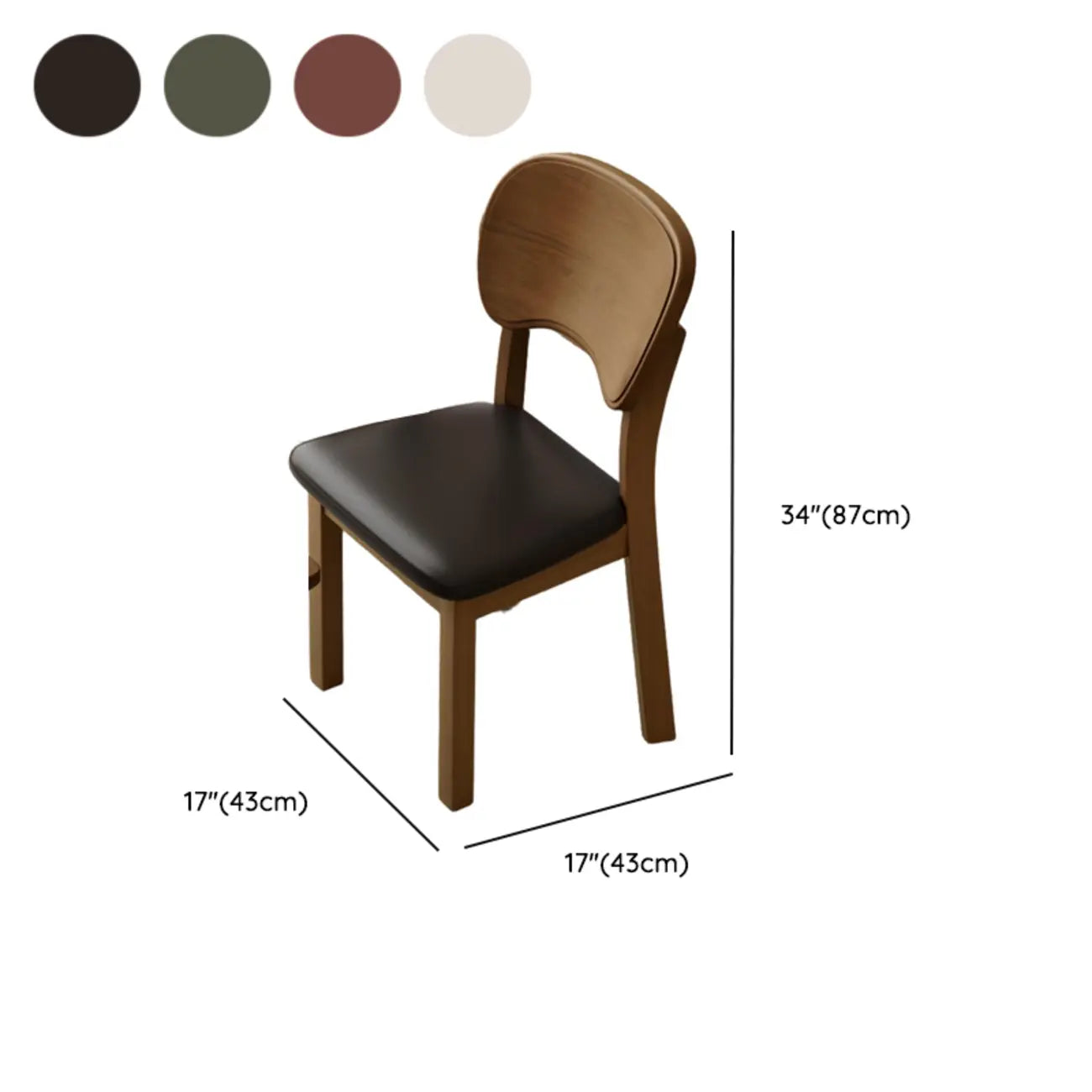 Chaise de salle à manger rembourrée de style vintage en bois noir avec assise confortable