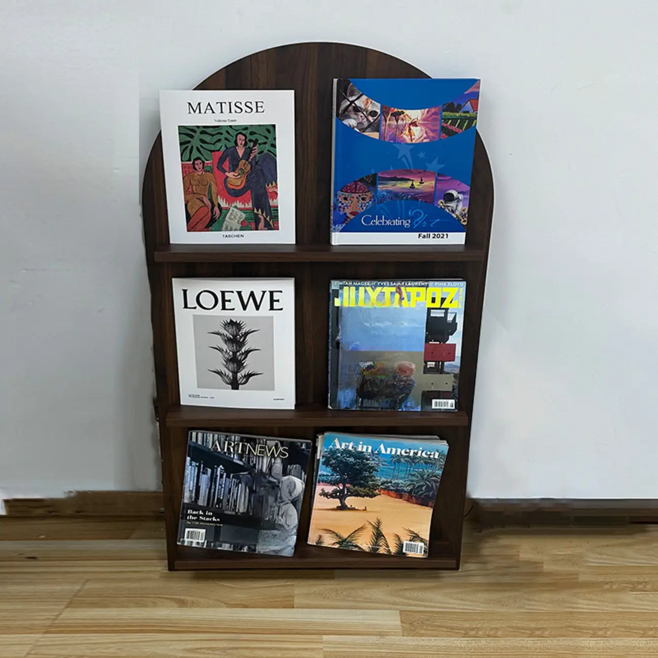 Bibliothèque verticale moderne en bois stratifié, petite vitrine