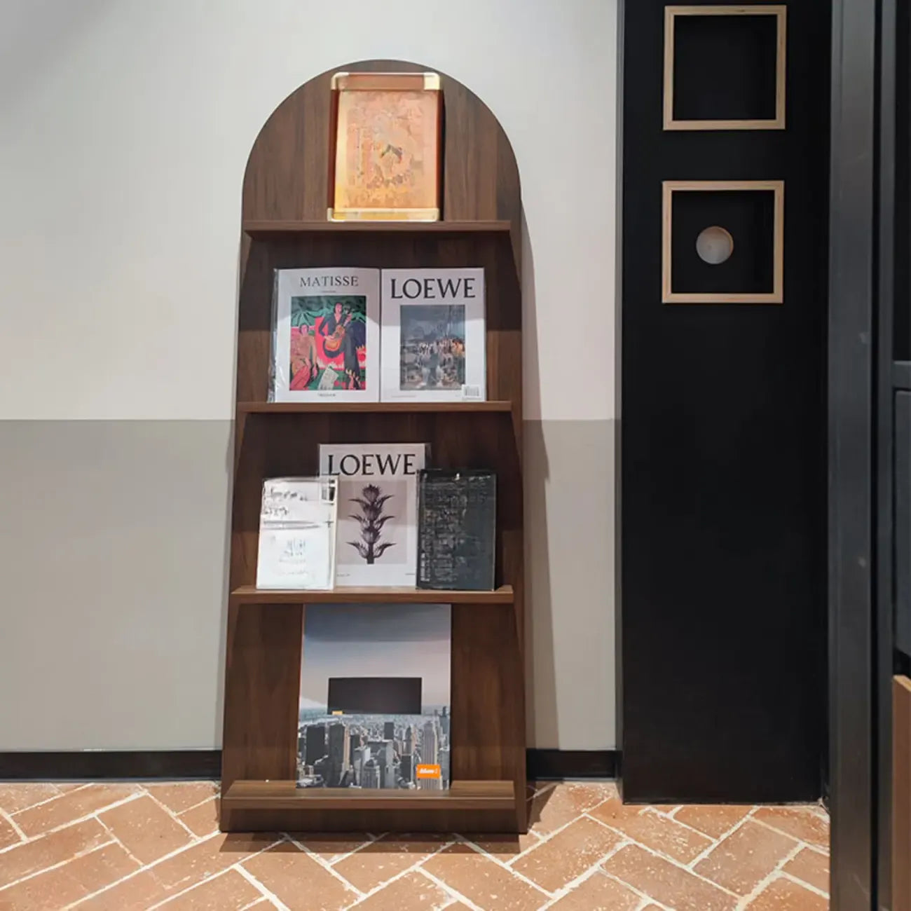 Bibliothèque verticale moderne en bois stratifié, petite vitrine