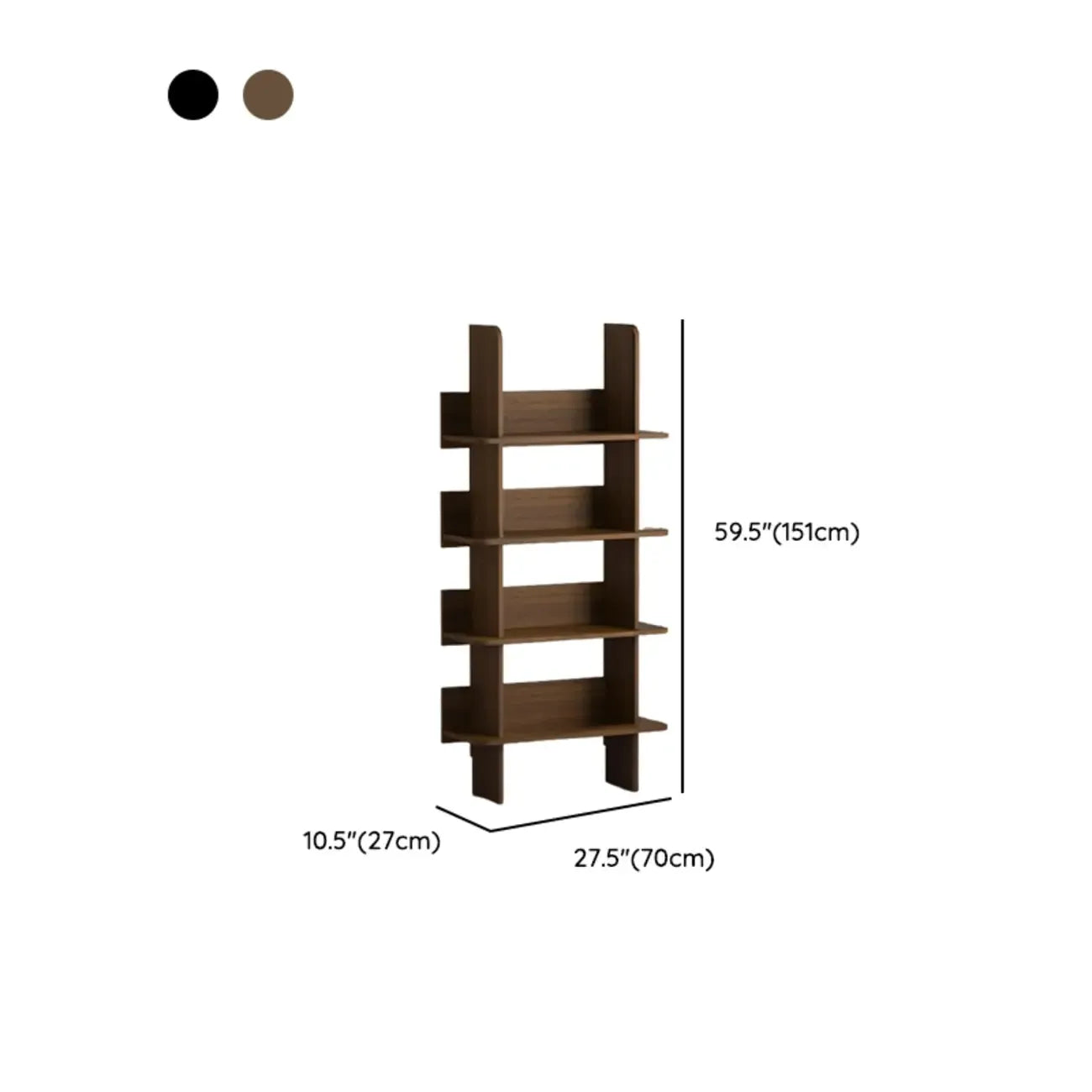 Bibliothèque verticale contemporaine en bois à 4 niveaux et dos ouvert