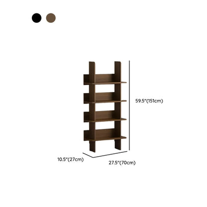 Bibliothèque verticale contemporaine en bois à 4 niveaux et dos ouvert
