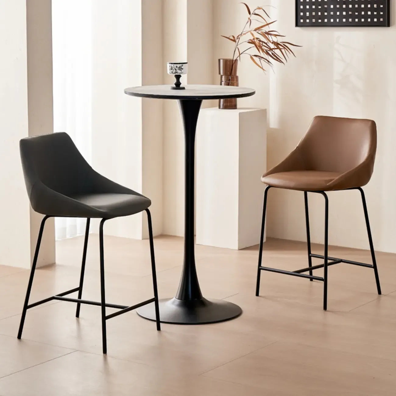 Tabourets de bar modernes en cuir réglables au comptoir