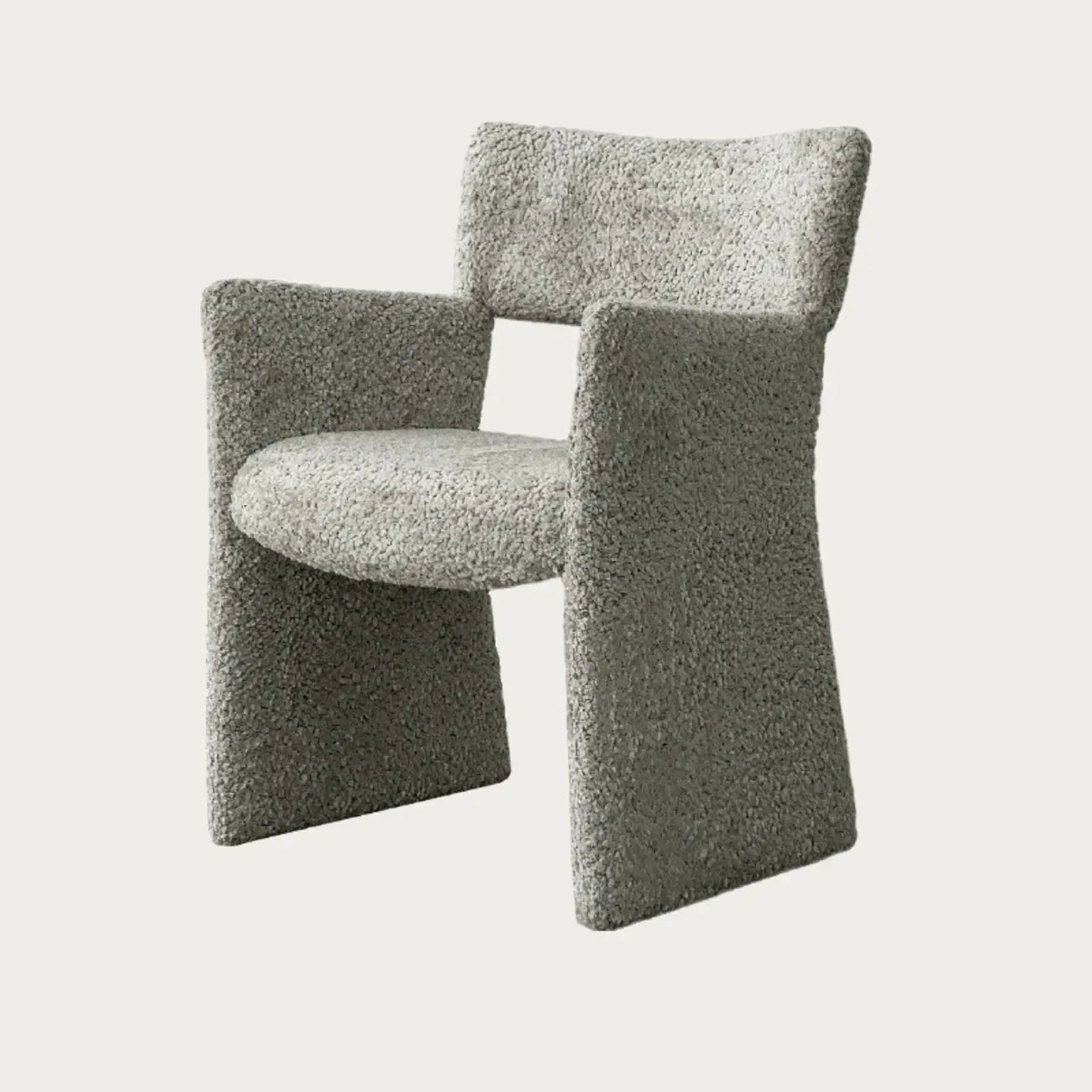 Fauteuils minimalistes en sherpa à dossier ouvert et accoudoirs rembourrés
