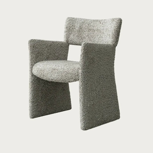 Fauteuils minimalistes en sherpa à dossier ouvert et accoudoirs rembourrés