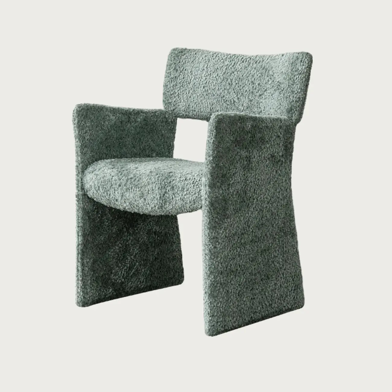 Fauteuils minimalistes en sherpa à dossier ouvert et accoudoirs rembourrés