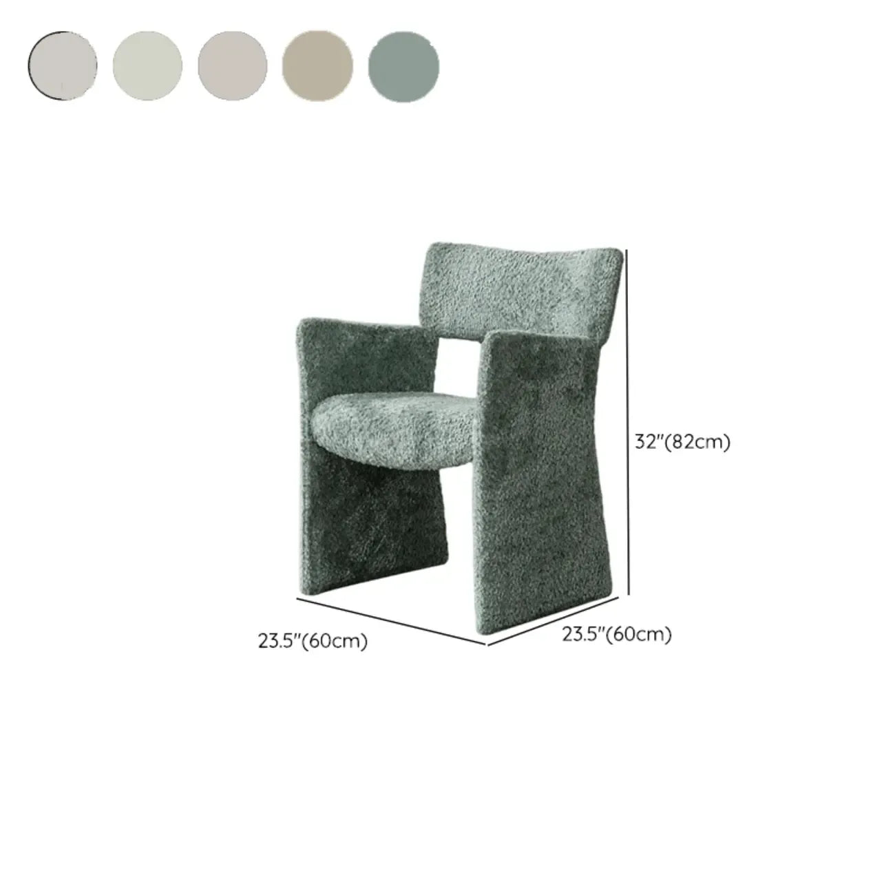 Fauteuils minimalistes en sherpa à dossier ouvert et accoudoirs rembourrés