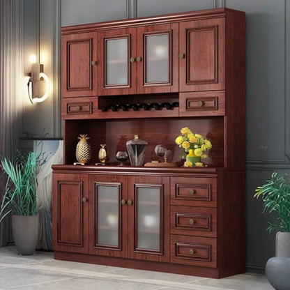 Buffet moderne en bois avec tiroirs et portes vitrées