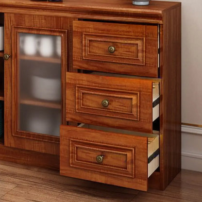 Buffet moderne en bois avec tiroirs et portes vitrées