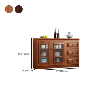 Buffet moderne en bois avec tiroirs et portes vitrées