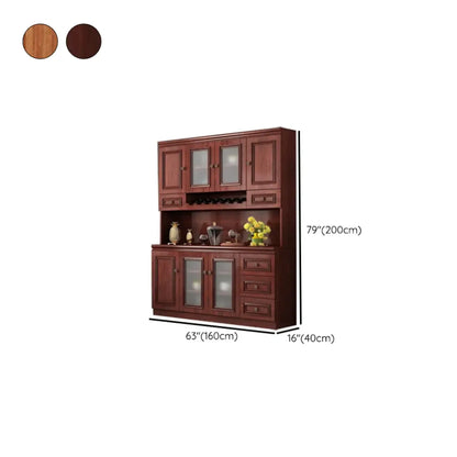 Buffet moderne en bois avec tiroirs et portes vitrées