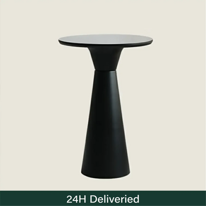 Élégante table de bar ronde sur piédestal en marbre blanc