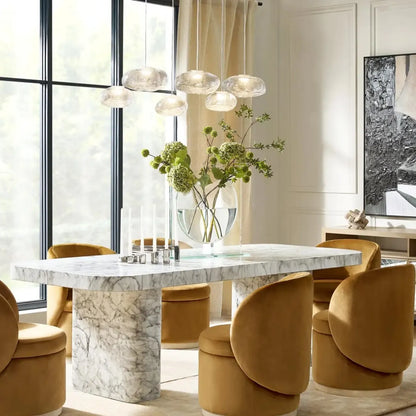 Lustre moderne en verre et LED pour îlot de cuisine