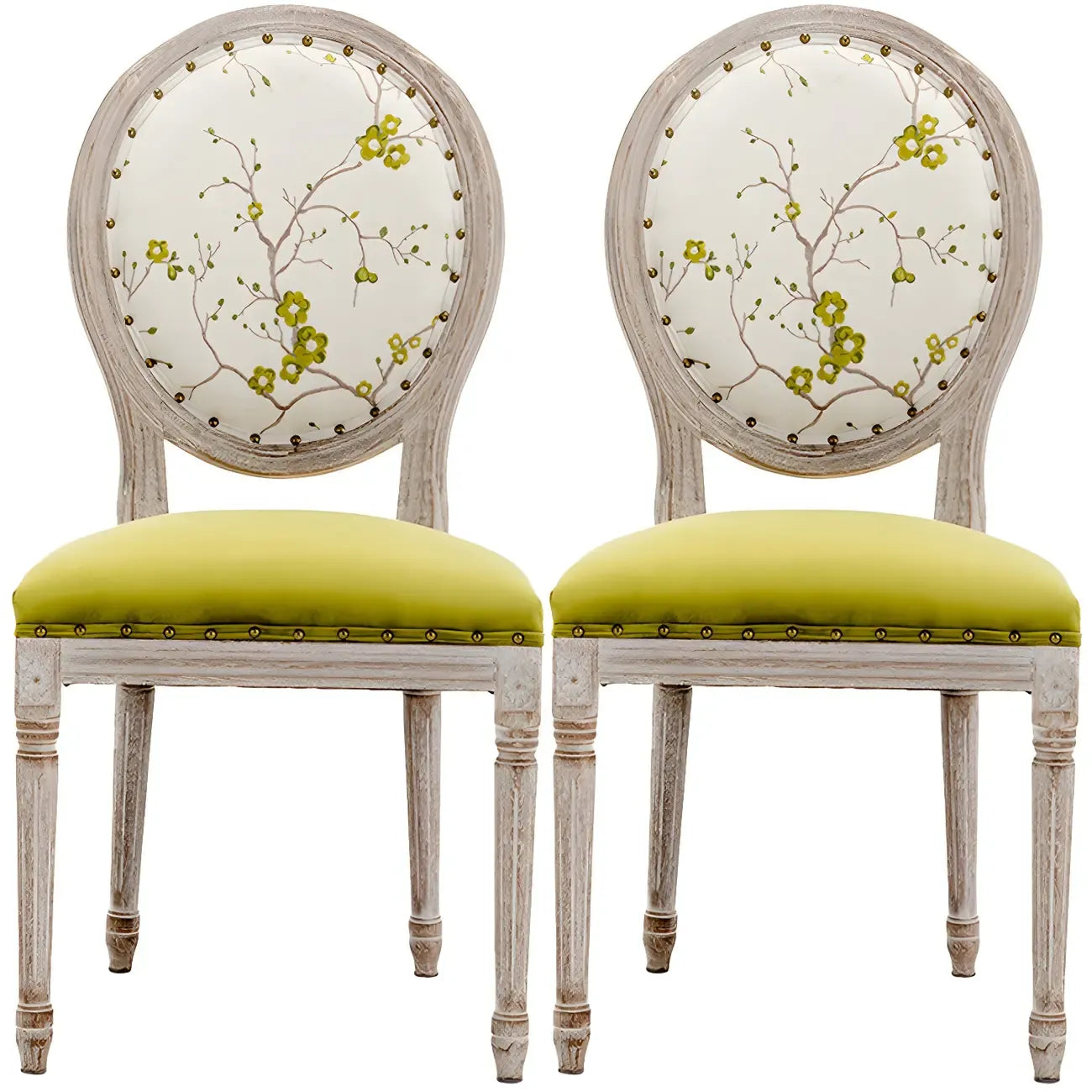 Chaise de salle à manger King Louis rembourrée avec dossier clair en bois