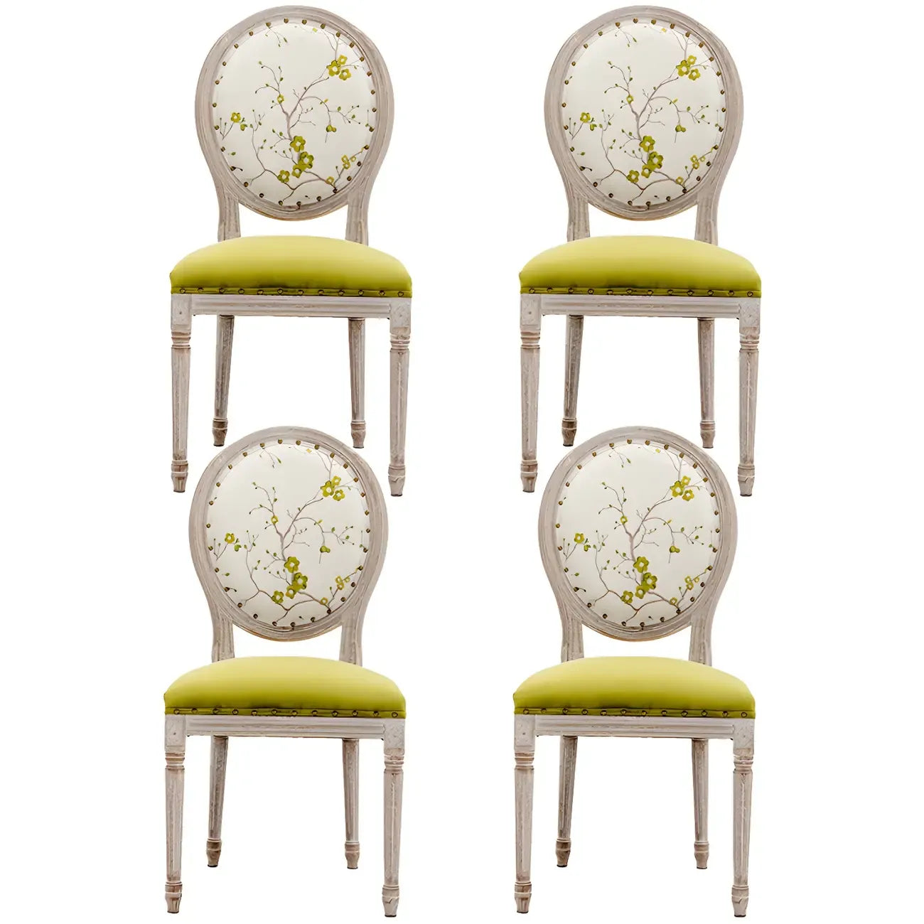 Chaise de salle à manger King Louis rembourrée avec dossier clair en bois