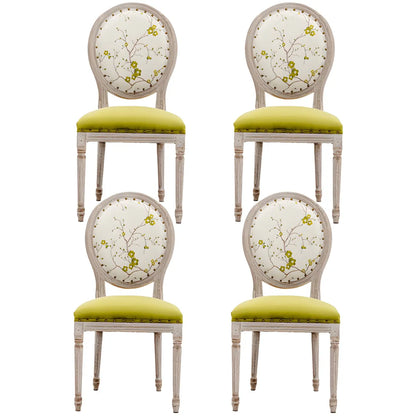 Chaise de salle à manger King Louis rembourrée avec dossier clair en bois