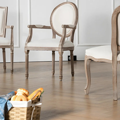 Chaise de salle à manger King Louis rembourrée avec dossier clair en bois