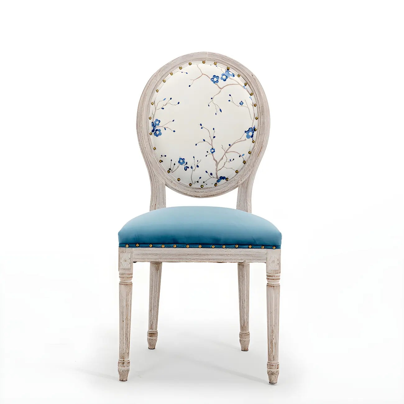 Chaise de salle à manger King Louis rembourrée avec dossier clair en bois