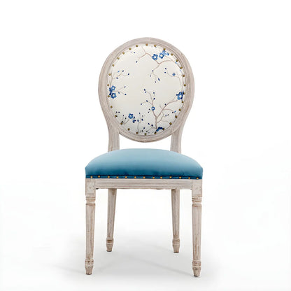 Chaise de salle à manger King Louis rembourrée avec dossier clair en bois