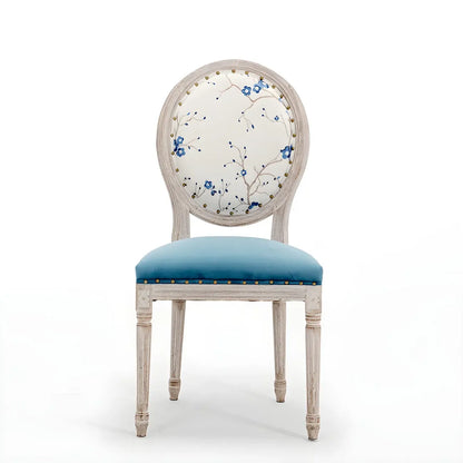 Chaise de salle à manger King Louis rembourrée avec dossier clair en bois