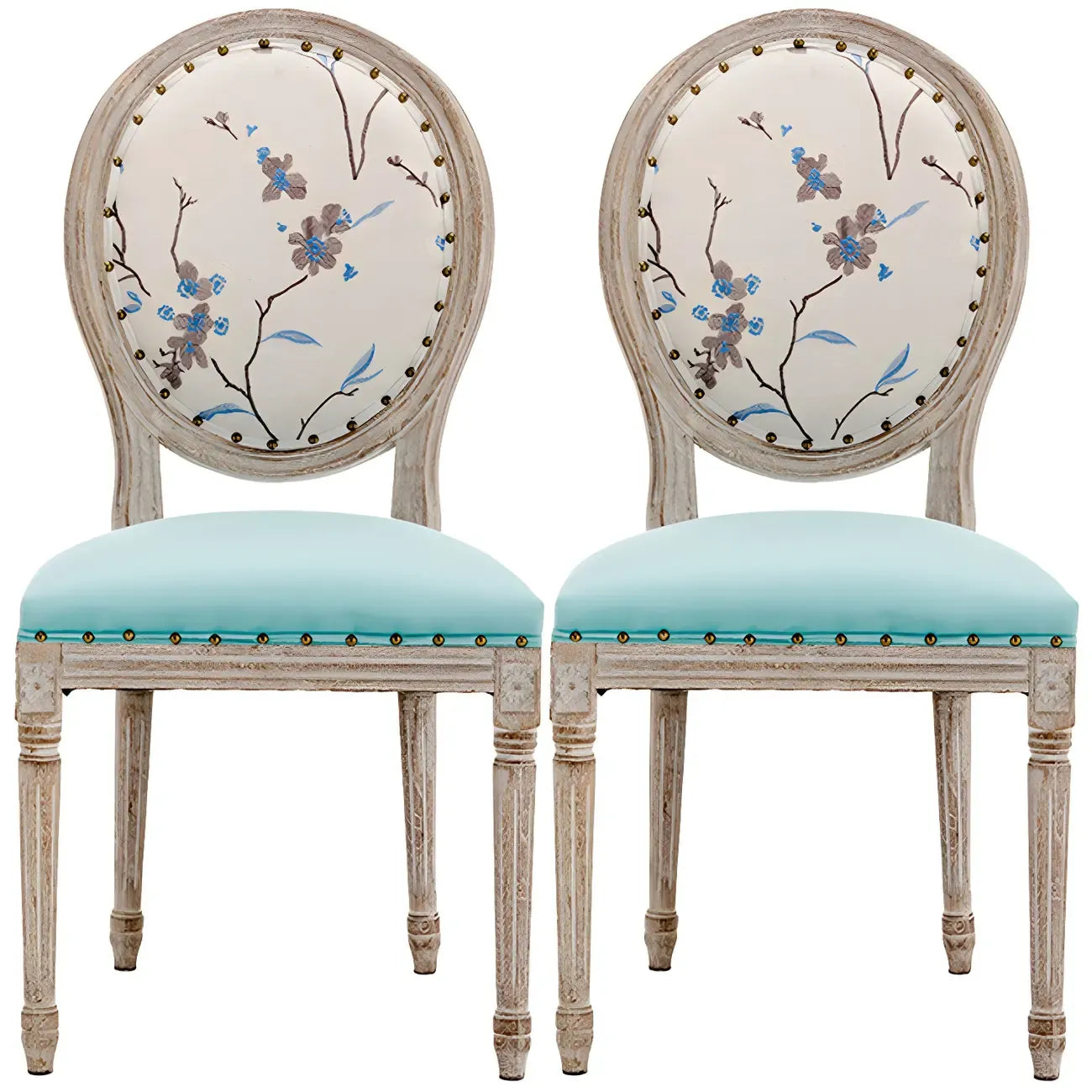 Chaise de salle à manger King Louis rembourrée avec dossier clair en bois