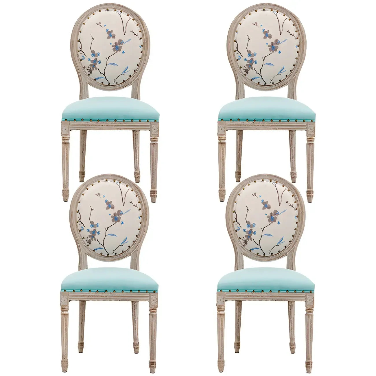 Chaise de salle à manger King Louis rembourrée avec dossier clair en bois