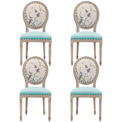 Chaise de salle à manger King Louis rembourrée avec dossier clair en bois