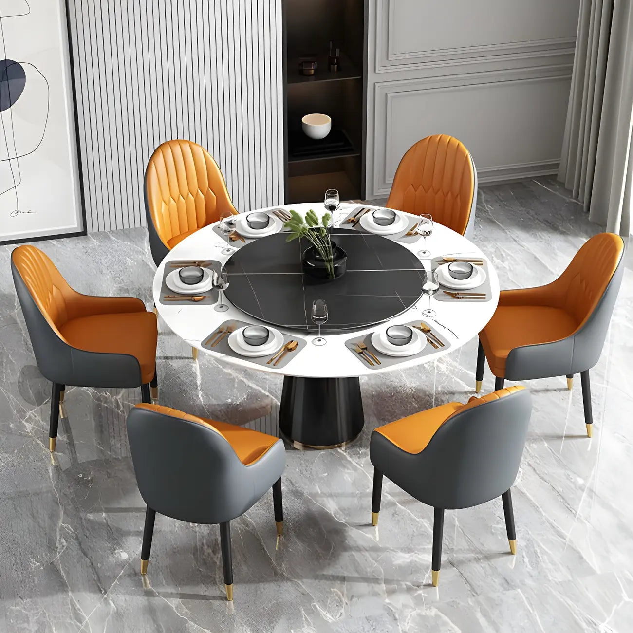 Chaise de salle à manger moderne en cuir avec accoudoirs