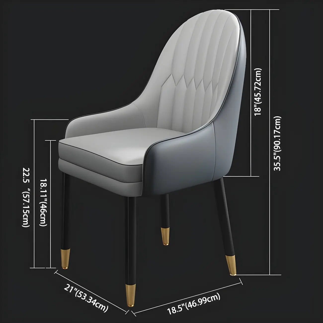 Chaise de salle à manger moderne en cuir avec accoudoirs