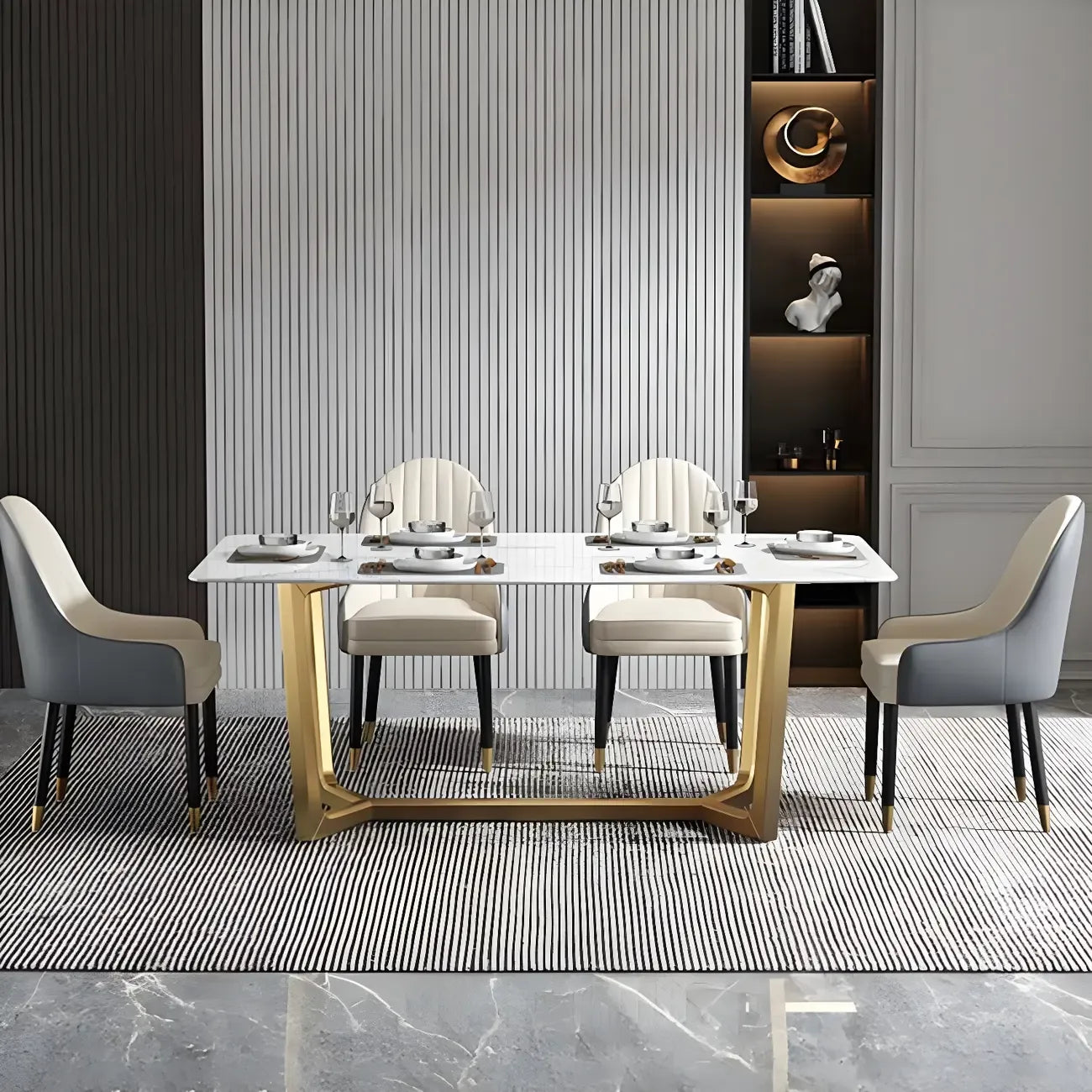 Chaise de salle à manger moderne en cuir avec accoudoirs