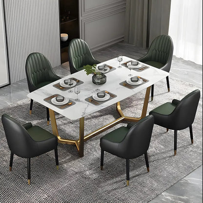 Chaise de salle à manger moderne en cuir avec accoudoirs