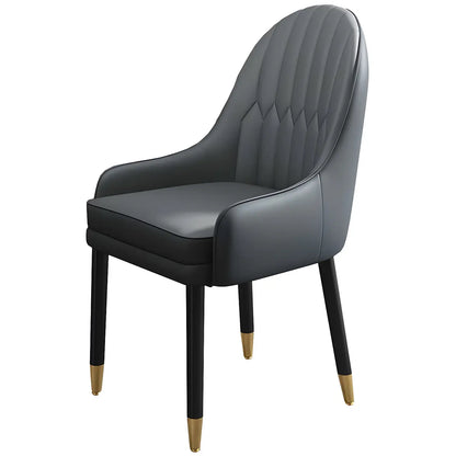 Chaise de salle à manger moderne en cuir avec accoudoirs