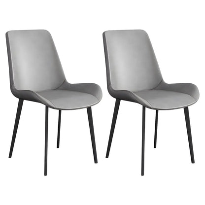 Chaise de salle à manger Parsons sans accoudoirs, revêtue de cuir et inclinée
