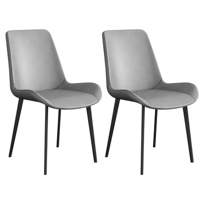 Chaise de salle à manger Parsons sans accoudoirs, revêtue de cuir et inclinée
